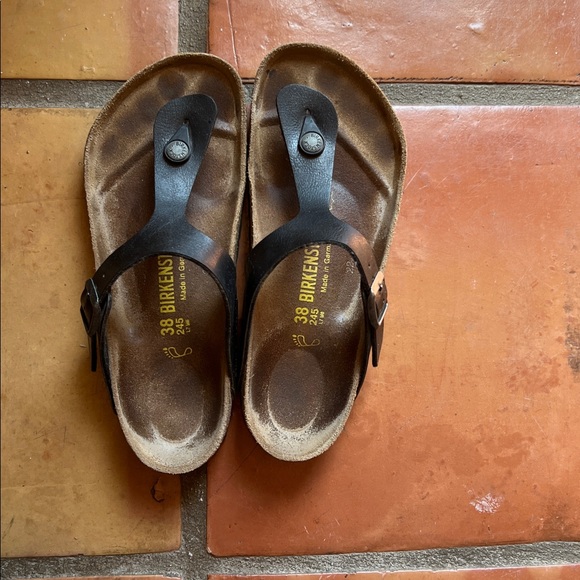 Birkenstock Black and Brown Thong Sandals - Picture 1 of 5